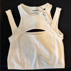 Garage Cream Ribbed Crop Top